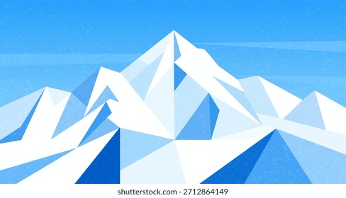 Abstrakte geometrische schneebedeckte Berg Hintergrund, schneebedeckte Berg Landschaft Illustration, geeignet für modernes Web-Design oder mobile Anwendungsschnittstellen, Plakate.