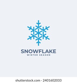 Resumen de la ilustración del icono del vector del logotipo de cristales de copo de nieve geométrica. Objeto aislado en segundo plano