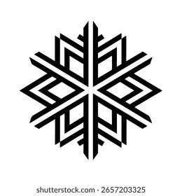 Abstract geometric snowflake logo design symbol