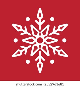 Icono geométrico Abstractas del Vector del copo de nieve en un fondo rojo.