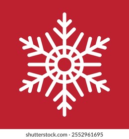 Icono geométrico Abstractas del Vector del copo de nieve en un fondo rojo.