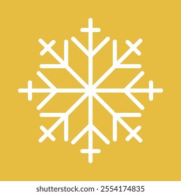 Abstract geometric snowflake winter icon on a pastel yellow background.