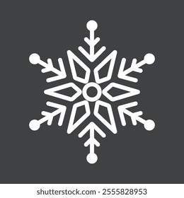 Abstract geometric snowflake winter icon on a muted pastel black background.