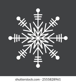 Abstract geometric snowflake winter icon on a muted pastel black background.