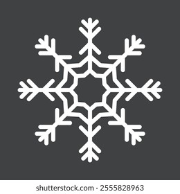 Abstract geometric snowflake winter icon on a muted pastel black background.