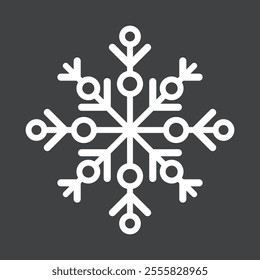 Abstract geometric snowflake winter icon on a muted pastel black background.