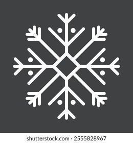 Abstract geometric snowflake winter icon on a muted pastel black background.