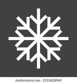 Abstract geometric snowflake winter icon on a muted pastel black background.