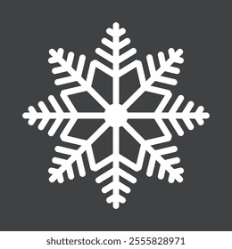 Abstract geometric snowflake winter icon on a muted pastel black background.