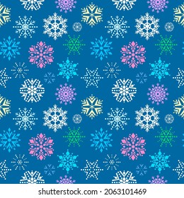 abstract geometric snowflakes falling on a light background. seamless pattern for print. new year and Xmas concept. vector illustration
