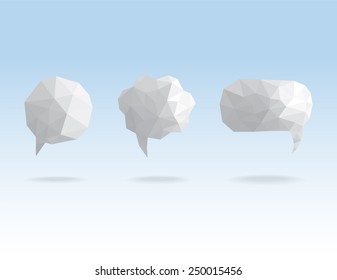 Abstract Geometric Speech Bubble Low Poly White Color