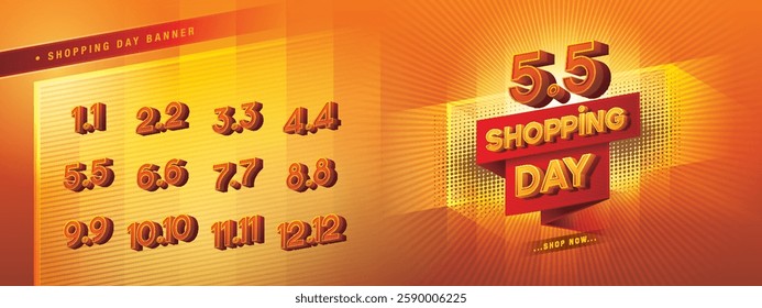 Abstract Geometric Speech Bubble Sign, Shopping Day Sale Banner Template Design, Shopping Day Sale Promotion of every month, Calendar Shopping festival, Numbers 1, 2, 3, 4, 5, 6, 7, 8, 9, 10, 11, 12