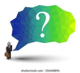Abstract geometric speech bubble with triangular polygons with business  man. Can use for business element.