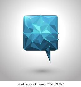 Abstract geometric speech bubble with triangular polygons-low poly style design vector with your text 