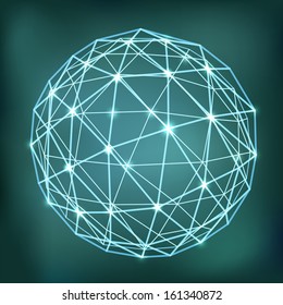 Composição geométrica abstrata da esfera com pontos brilhantes