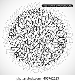  Abstract geometric spherical shape with dots and lines, network connections