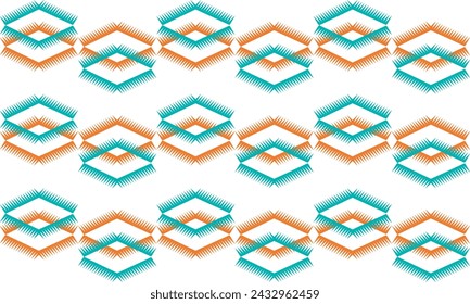 abstracto geométrico puntiagudo zigzag naranja beige y línea verde diamante sobre fondo blanco diseño de patrones sin fin para la impresión de tela tradicional