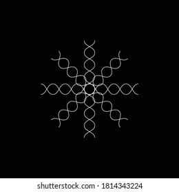 Abstract Geometric Spin Lines. White Stroke Lines On Black Background.