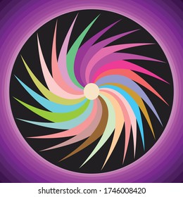 Abstract geometric spin and twist colorful vector shape wallpaper illustration design with color variation background