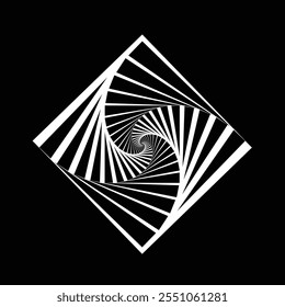 Espiral geométrica abstrata em preto e branco. Explore o intrigante padrão espiral geométrico abstrato preto e branco, 