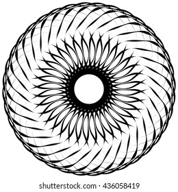 Abstract geometric spiral element with intersecting lines