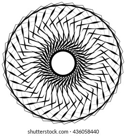 Abstract geometric spiral element with intersecting lines