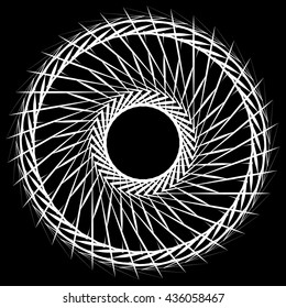 Abstract geometric spiral element with intersecting lines