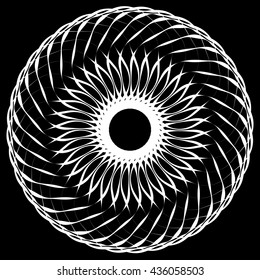Abstract geometric spiral element with intersecting lines