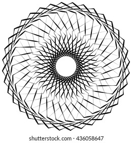 Abstract geometric spiral element with intersecting lines