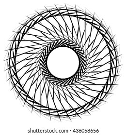 Abstract geometric spiral element with intersecting lines
