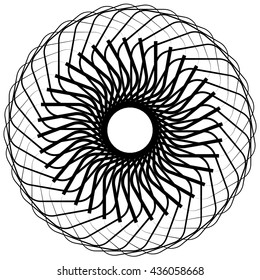 Abstract geometric spiral element with intersecting lines