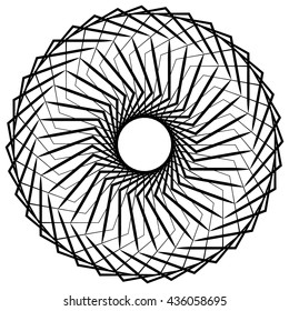 Abstract geometric spiral element with intersecting lines