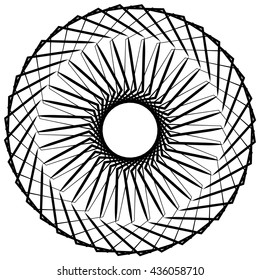 Abstract geometric spiral element with intersecting lines