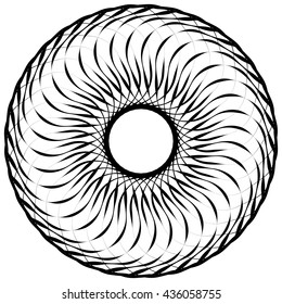 Abstract geometric spiral element with intersecting lines