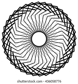 Abstract geometric spiral element with intersecting lines