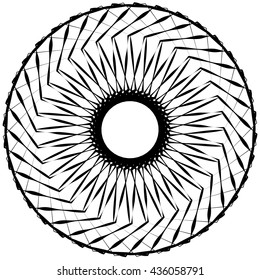 Abstract geometric spiral element with intersecting lines