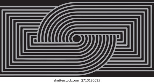 Padrão de labirinto geométrico abstrato em monocromático para arte moderna e design