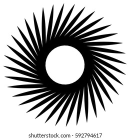 Abstract geometric spiral, ripple element with circular, concentric lines. Abstract monochrome element