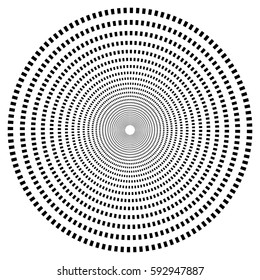Abstract geometric spiral, ripple element with circular, concentric lines. Abstract monochrome element