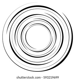 Abstract Geometric Spiral, Ripple Element With Circular, Concentric Lines. Abstract Monochrome Element