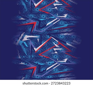 Abstract Geometric Spiral Seamless Pattern Blue Vector Background.Abstract geometric spiral seamless pattern in modern blue tones. Creative vector background for textile
