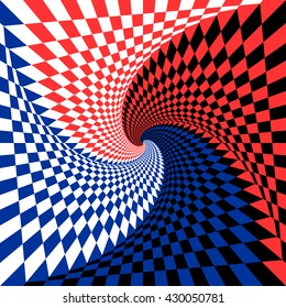 Abstract geometric spiral tunnel image. Vector illustration in style of op art, optical illusions