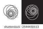 Abstract geometric spirograph spiral line art collection. Black and white optical illusion, aesthetic op art design element. Flat vector art