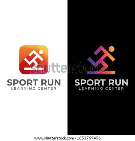 abstract geometric sport run gradient logo, mobile apps icon design