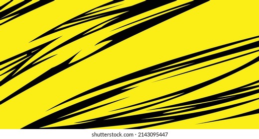 Abstract geometric sports background with yellow and black color. Racing line pattern graphic for extreme sport jersey team, vinyl wrap and decal.