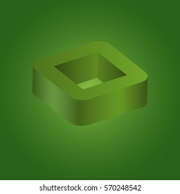 Abstract geometric square 3d logo on green background, Vector illustration eps10
