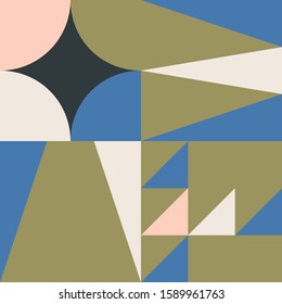 Abstract geometric of square artwork design with simple shape and figures. Vector pattern graphics with geometry elements. Perfect for web banner, business presentation, branding package, fabric print