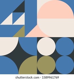 Abstract geometric of square artwork design with simple shape and figures. Vector pattern graphics with geometry elements. Perfect for web banner, business presentation, branding package, fabric print