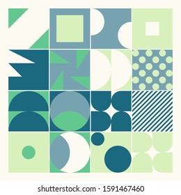 Abstract geometric of square artwork design with simple shape and figures. Vector pattern graphics with geometry elements.  