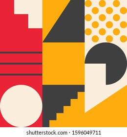 Abstract geometric of square artwork design with simple shape and figures. Vector pattern graphics with geometry elements. Perfect for web banner, business presentation, branding package, fabric print